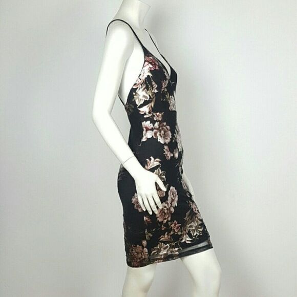 PRIVY Women's Sheath Mini Dress Black Flower Print - Picture 3 of 6